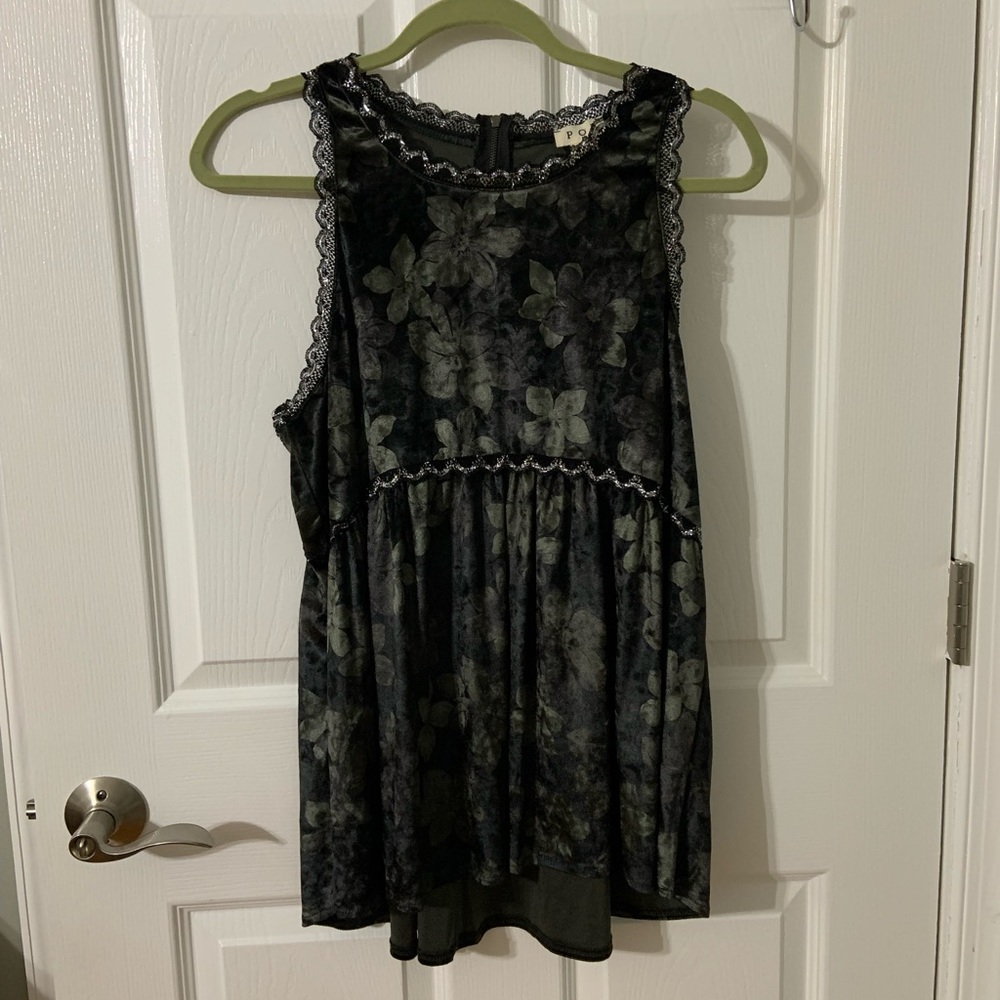 Vintage Dressy Racerback Hi Lo Tank Floral Oversized Size Large